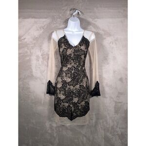Vintage‎ Josh & Jazz Dress Womens Size 3/4 Black Lace Sheer Cocktail Party USA